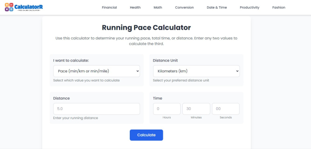 Running pace Calculator