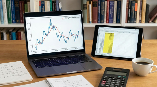 how to compute rolling standard deviation for a time series: formula, steps and examples