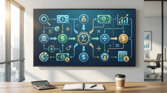 Infographic showing the mathematical formula for the annual effective interest rate with its variables explained visually and clearly. Alt: Formula for calculating the interest rate